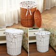thumbnail image 4 of Laundry Hamper Handwoven Willow Clothes Basket Laundry Basket with Liner & Lid, 4 of 10