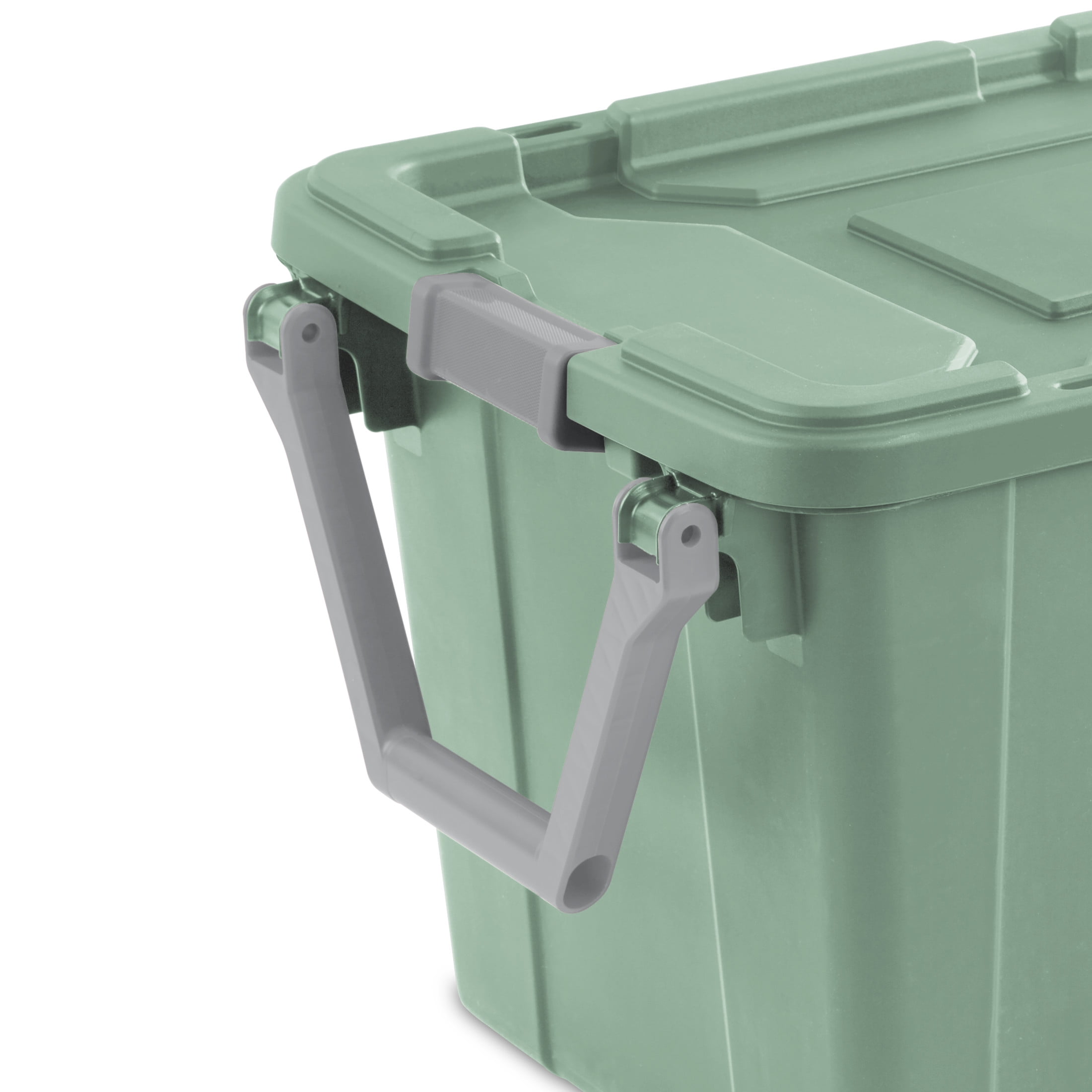 Sterilite Extra-Large Wheeled Industrial Storage Bin, 40 Gallon Durable Plastic Storage Tote with Latching Lid and Pull Handle, Green, 2 Pack