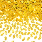 EMAAN Dollar Sign $ American Dollar Metal Foil Confetti Sequins, Decorative Table, Light Up Your Casino Party (Glitter Gold)