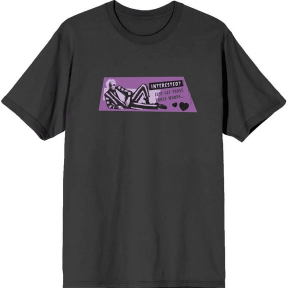 Beetlejuice "Just Say Those Words" Adult Charcoal Crew Neck Short Sleeve Tee-Medium