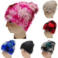 thumbnail image 2 of Unisex Cap Club Cosplay Hat Ripped Short Hair Camouflage Color Matching Elastic Beanie Hand Made Windproof Warm Knitted Hat, 2 of 10