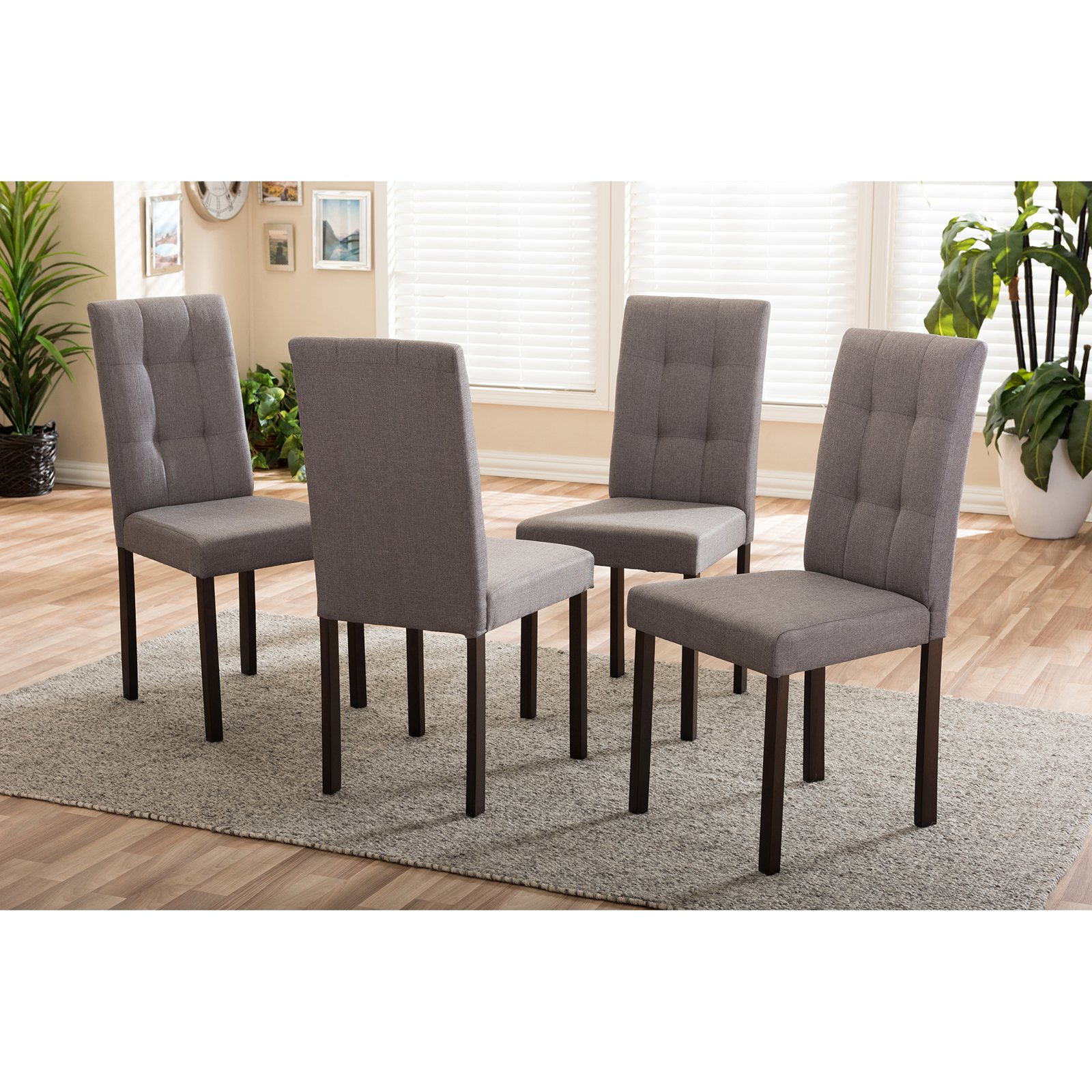 Baxton Studio Andrew Modern and Contemporary 5-Piece Grey Fabric Upholstered Grid-tufting Dining Set - image 4 of 4