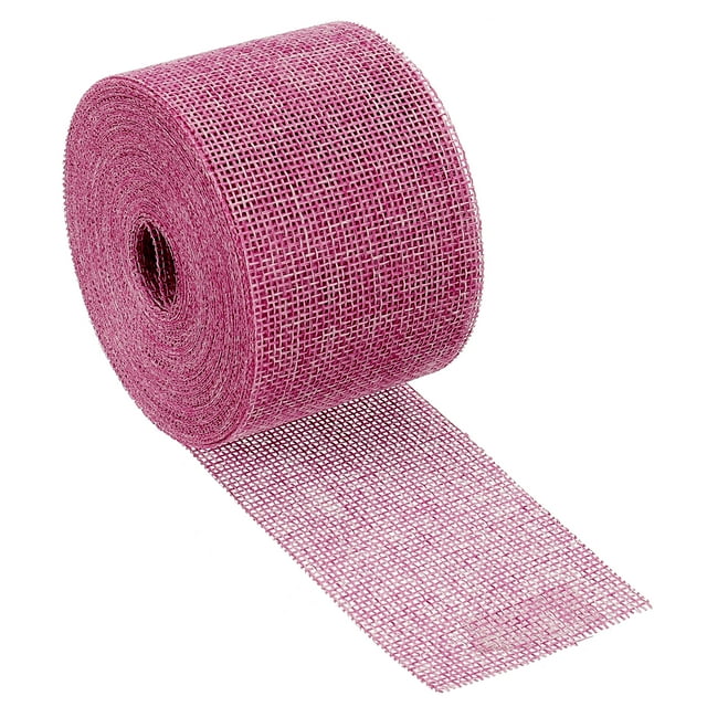 Unique Bargains 2 Inch x 11 Yards Jute Crafts Party Wrapping Decoration Burlap Fabric Ribbon Pink