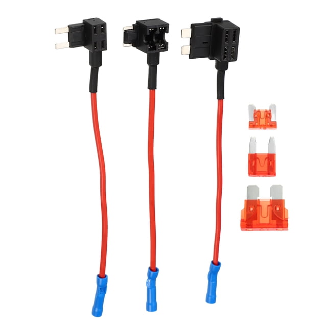 Unique Bargains 1 Set Universal 3pcs Car Fuse Tap Adapter with 3pcs 10A Standard Mini Low Profile Mini Blade Type Fuse