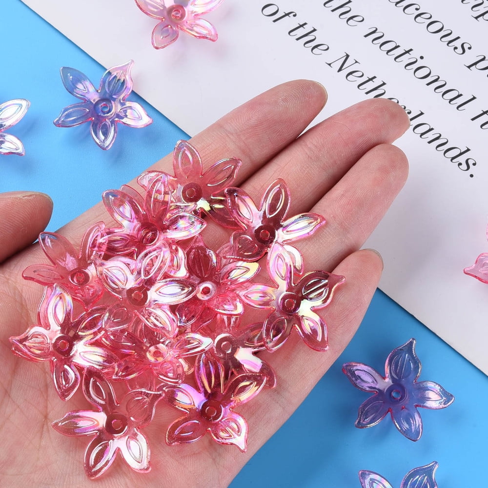 500gs Transparent Acrylic Beads AB color Flower Mixed color 25.5x28x6mm Hole: 1.8mm about 980pcs/500g