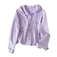 thumbnail image 4 of Lenpel Womens Button down Shirts Striped Casual Long Sleeve Hooded Tops with Pockets Fashion Fall Outfits, 4 of 4