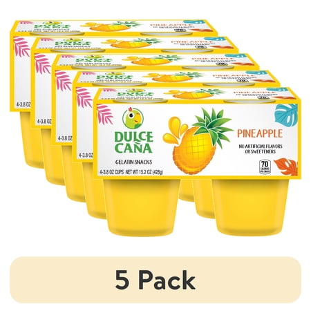 (5 pack) Dulce Cana Gelatin Snack Pineapple,4pack / 3.8oz