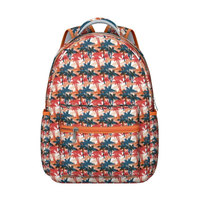 Summer Beach Backpack Hawaiian Print, Jungle Leaves, Exotic Floral School Bag Colorful Students Travel Backpack