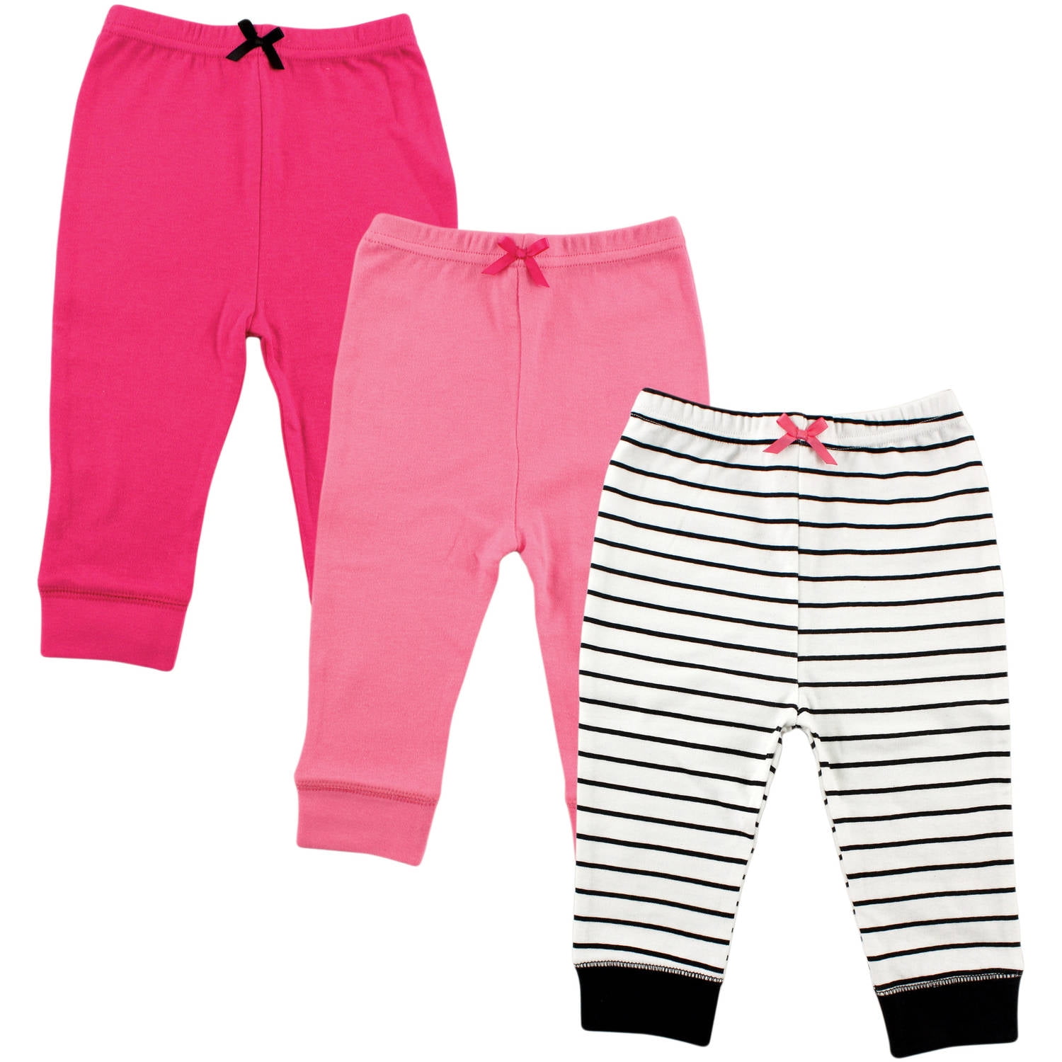 LUVABLE FRIENDS BABY GIRLS 3 PACK TAPERED ANKLE PANTS COTTON 0 TO 24 MONTHS NEW