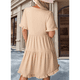 thumbnail image 4 of Vestido Informal de Mujer con Escote en V, Corta y Volantes, Corte A, Color Albaricoque M, 4 of 5
