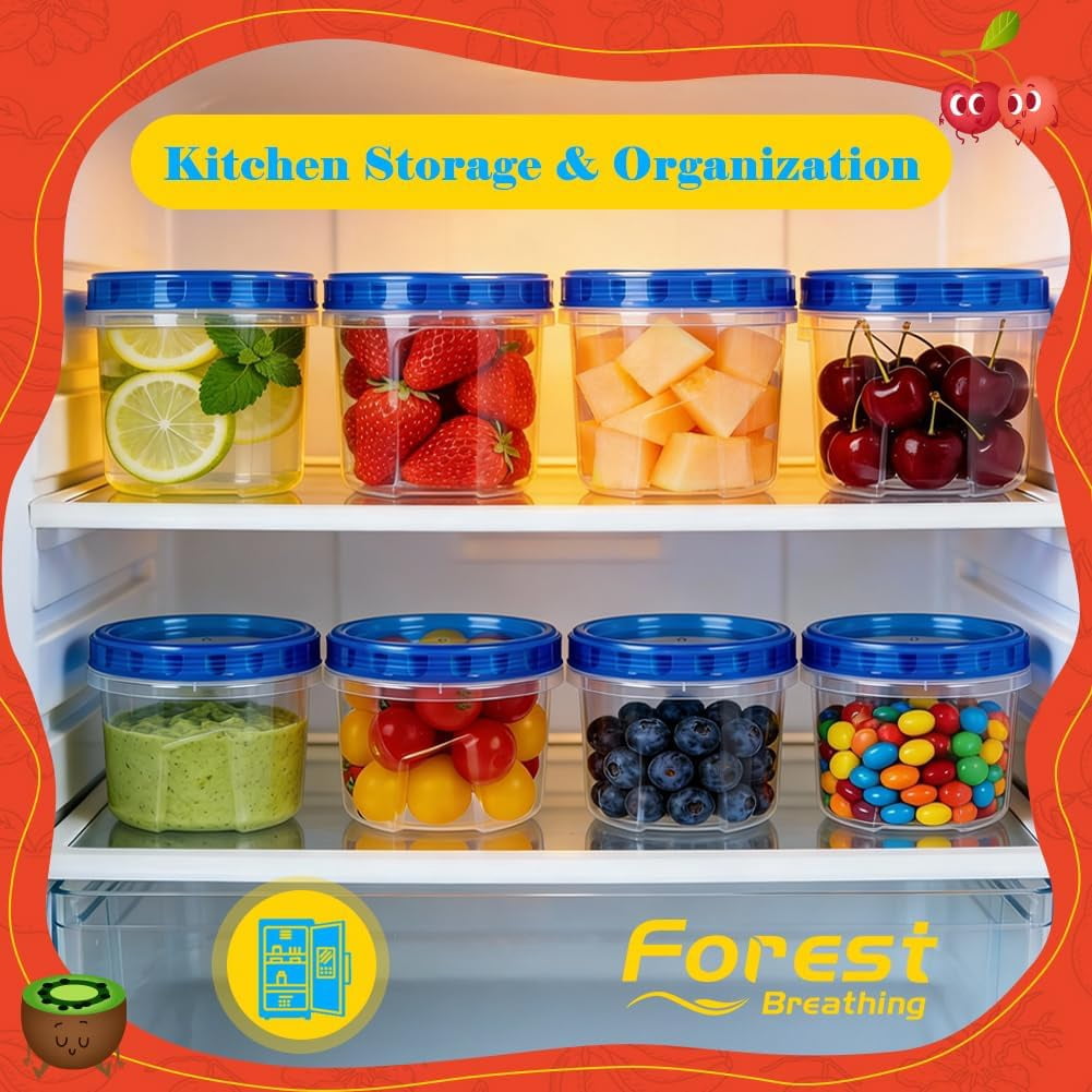 10 Pack 17oz Reusable Freezer Storage Containers with Twist Top Lids Airtight, Clear Plastic Food Storage Meal Prep Containers for Leftover Lunch Fruit Salad Oats, Small Soup Container Microwave Safe