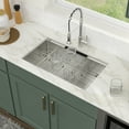thumbnail image 3 of Logmey Stainless Steel Undermount Workstation Kitchen Sink 32x19 Single Bowl Brushed Nickel Sink, 3 of 9