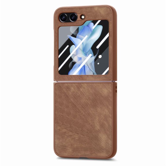 Samsung Galaxy Z Flip 5 Case with Screen Protector Slim Shockproof Business Case  Men Women-Brown