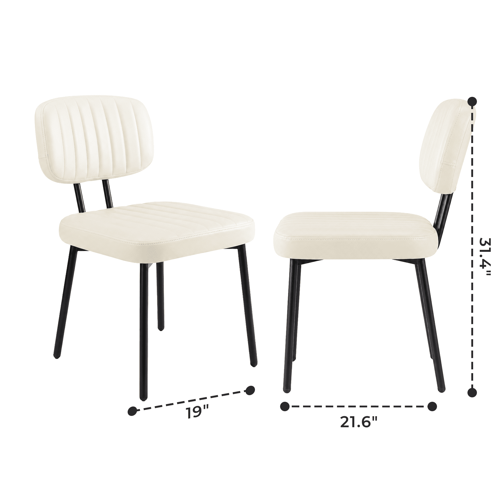 Alvantor Dining Chairs Set of 2, Mid-Century Modern Upholstered Kitchen Dining Room Accent Chairs with Faux Leather Cushion Seat for Kitchen Dining Room, Vertical Stripes