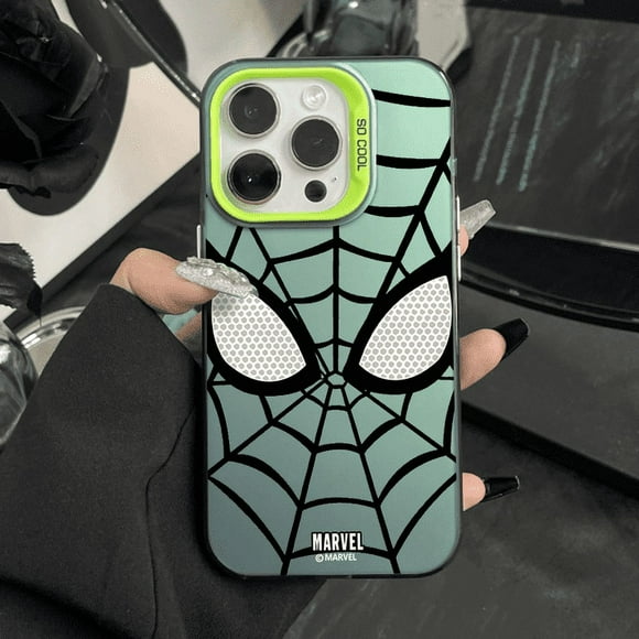 HOT Marvel Spider Man Black White Cool Phone Case For iPhone 15 14 13 12 11 Pro Max XR XS 7 8 Plus Y2K Soft Anti Fall Cute Cover Green For iPhone XR