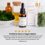Pure Therapro Rx Vegan D3 + K2 Organic 100% Liposomal 20ml Made in USA | 6 Month Supply | Maximum Absorption Vitamin D3 and Vitamin K2 Supplements for Men and Women, D3 Vitamin 5000 IU
