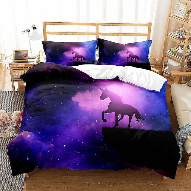 3d Printed Unicorn Bedding Set Duvet Cover Quilt Cover Pillowcase Single Double Kids Xmas Gift PYL12