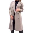 thumbnail image 5 of Women's Woolen Coat Autumn Winter Double-breasted Lapel Overcoat Loose-fit Solid Color Warm Long Coat for Office Daily Wear, 5 of 8