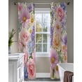 thumbnail image 4 of Purple Pink Floral Sheer Curtains 63 Inch Length 2 Panels Set for Living Room/Bedroom, Spring Farmhouse Country Vintage Flower Kitchen Curtains Grommet Semi-Sheer Curtains Window Treatments 42"x63"x2, 4 of 7