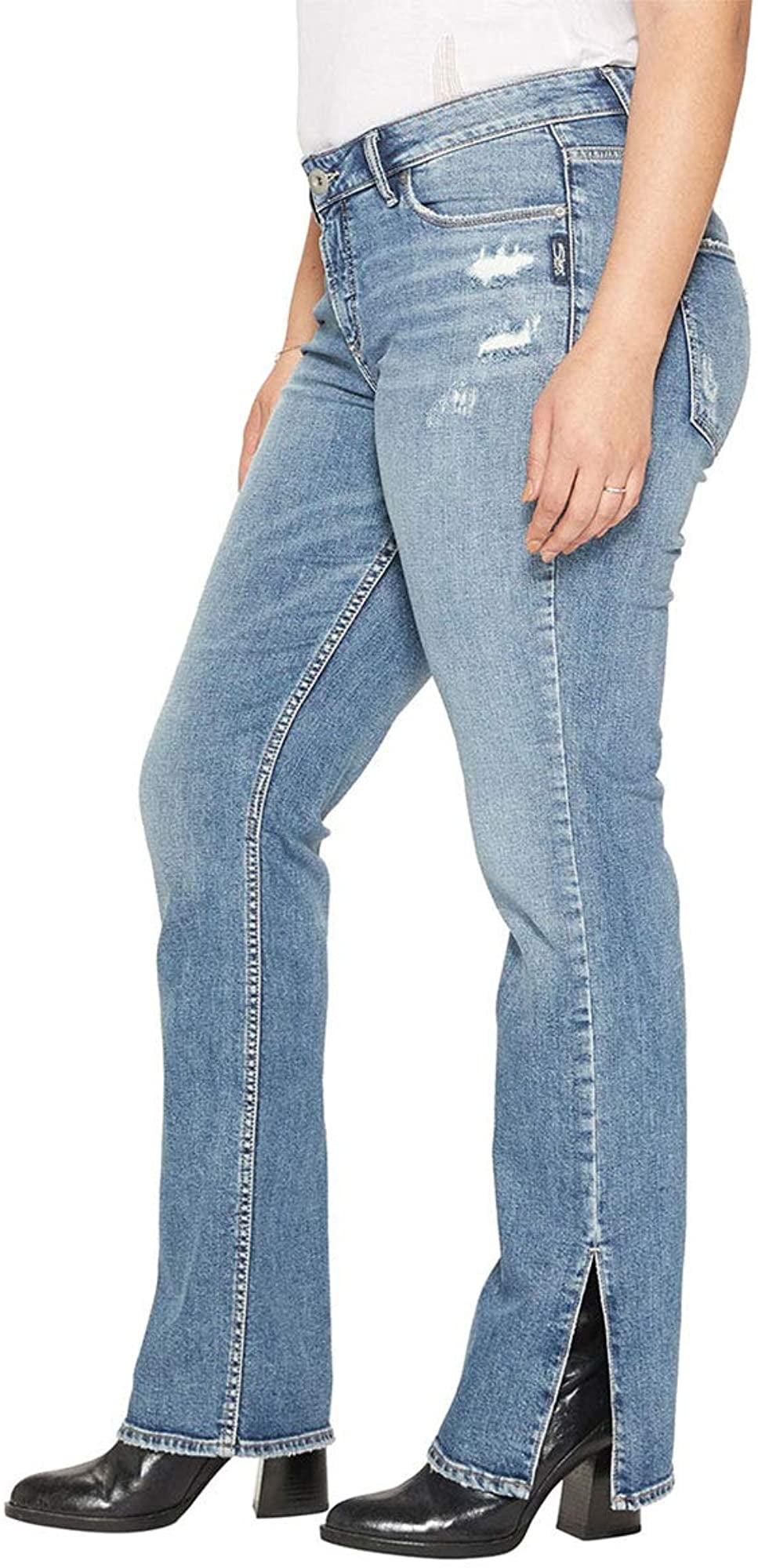 Silver Jeans Co Womens Plus Size Avery Curvy Fit High Rise Slim Bootcut Jeans