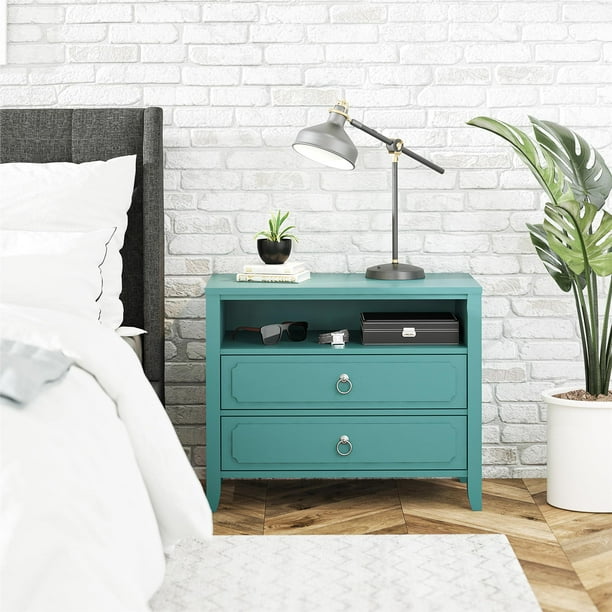 Novogratz Her Majesty 2 Drawer Nightstand, Emerald Green