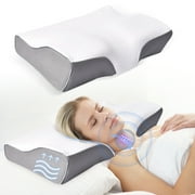 Memory Foam Pillow Neck Pillow, Adjustable Ergonomic Contour Support Cervical Pillow Slow Rebound Memory Foam for Sleeping, Back, Stomach, Side Sleeper, 23.6''x 13.3''x 4.3''