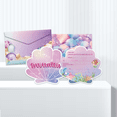 thumbnail image 2 of Invitaciones de cumpleaños de sirena para niña con sobres, invitaciones de fiesta de cumpleaños con efecto perlado en 3D, suministros para fiestas de sirenas bajo el mar, decoraciones para fiestas, 2 of 3