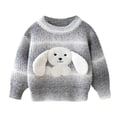 thumbnail image 7 of IVEYRTF Girls Cardigan Sweater with Cute Knit Dog Print Warm Cozy Open Front Solid Color Fall Winter Fleece-Lined Outerwear Sweater Tops(Gray,3 -4 Years), 7 of 7