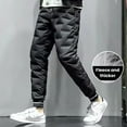 thumbnail image 3 of comerut Autumn Winter Down Pants Elastic Waist Drawstring Solid Color Thickened Warm Pants Windproof Snow Warm Cotton Pants, 3 of 8