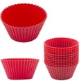 thumbnail image 4 of Casewin 12 Pack Silicone Cupcake Baking Cups Reusable Food-Grade BPA Free Non-Stick Muffin Liners Molds Sets, Round Red&Green, 4 of 7