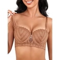 thumbnail image 3 of Deyllo Women Push up Strapless Bra Plus Size Lace Underwire No-slip Padded Invisible Bra,Coffee 34DDD, 3 of 4