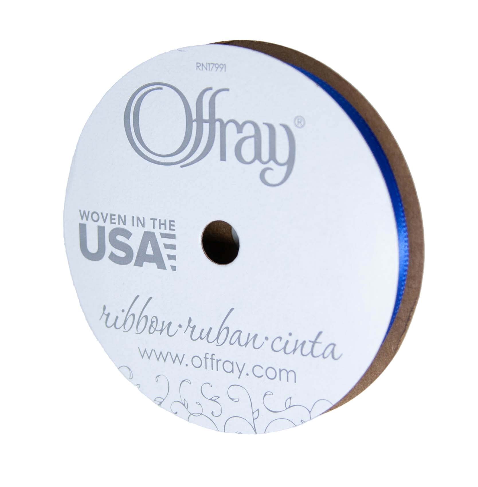 (3 pack) Offray Ribbon, Royal Blue 3/8 inch Single Face Satin Polyester Ribbon, 18 feet