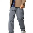 thumbnail image 2 of Mens Casual Dress PantsCasual Classic Fit Lightweight Slacks Trousers Elastic Waist Drawstring Casual Summer Lightweight Loose Fit,A-Grey XXL, 2 of 4