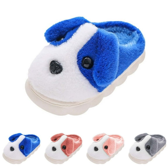 Otqutp Kids Dog Cotton Slippers Cute Animal Cartoon Cozy Shoes for Toddler Girls Boys Warm Fleece Winter Household Shoes