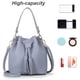 thumbnail image 5 of Minnieouse Bolso tipo cubo con borla de piel sintética y cordón cruzado para mujer, bolso de hombro de color sólido, gris Bolsas de mensajero y de hombro Gris, 5 of 6