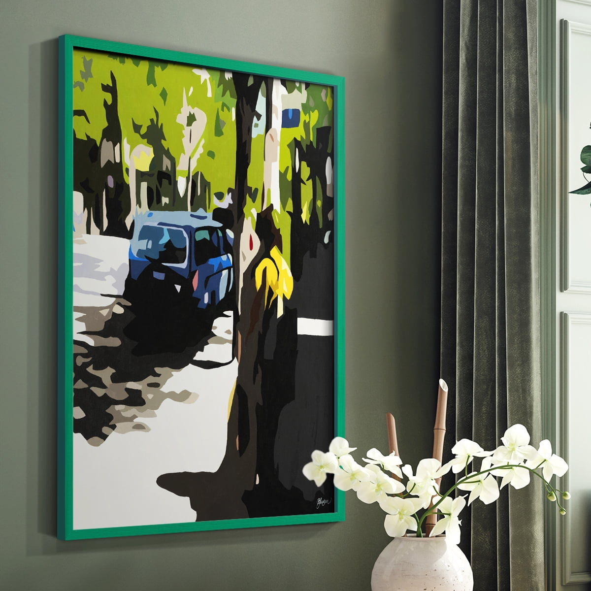 A Volvo in Ballard in Paper Solid Wood 8 x 10 Framed Print