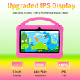 thumbnail image 3 of Veidoo 7 inch Android Tablets for Kids, 2GB RAM, 32GB ROM, iWawa Apps & Parent Controls, Safety Eye Protection Screen, Educational Games, WiFi, Dual Camera, Silicone Case (Pink), 3 of 6