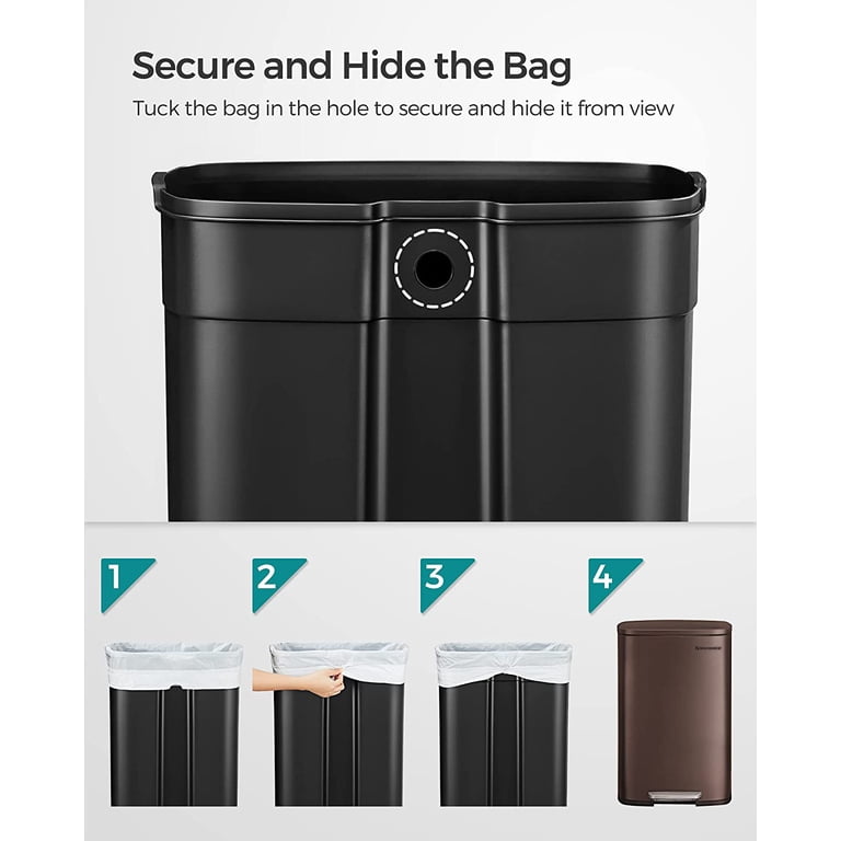 Step Trash Can 13.2 Gallon Stainless Steel Brown photo 3