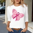 thumbnail image 2 of Fgnfyis T-Shirts pour Femmes Sensibilisation au Cancer Haut Décontracté Col Rond Manches Trois Quarts Design Imprimé pour Usage Quotidien et Occasions Festives Printemps Été Automne Hauts pour Femmes Blanc TG, 2 of 4