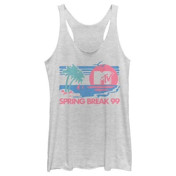 Women's MTV Spring Break 99 Sunset  Racerback Tank Top White Heather Large