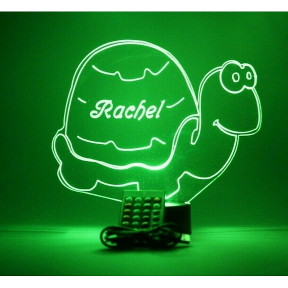 Turtle Light Up Lamp LED Personalized Turtle With Name Night Light Engraved Turtle Table Lamp, Our Newest Feature - It's WOW, With Remote, 16 Color Options, Dimmer, Free Engraved, Great Gift