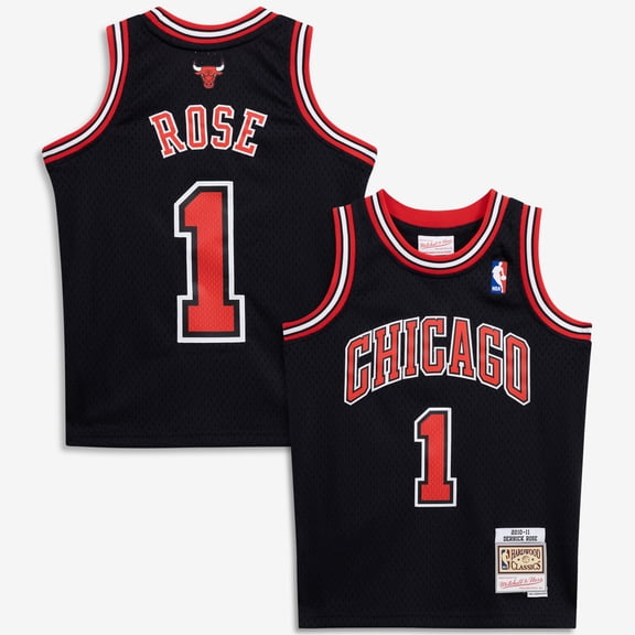 Youth Mitchell & Ness Derrick Rose Black Chicago Bulls 2010/11 Hardwood Classics Swingman Jersey