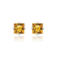 thumbnail image 5 of 14K Solid White Gold 4mm Princess-Cut Square Yellow Orange Citrine Studs Gemstone Solitaire Earrings November Birthstone Jewelry, 5 of 10