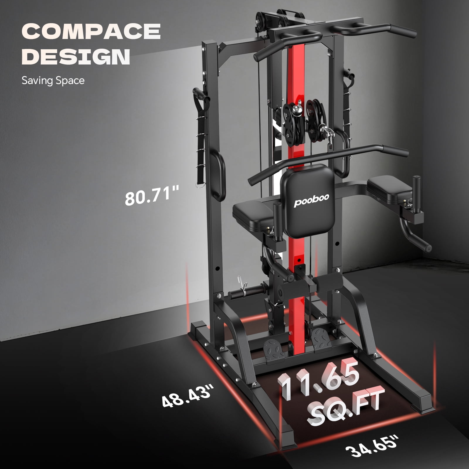 JKANGFIT Home Gym Cable Machine - High/Low Pulley System for Lat Pulldown, Row & Back Workout, with Leg Support | All-in-One Strength Training Equipment for Home Gym