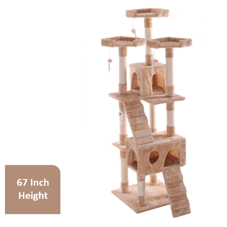 - Jaxpety Cat Tree Cat Scratcher Condo with Hanging Toys, 67