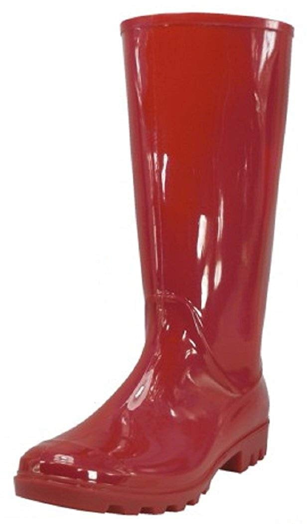 Shoes 18 Womens Classic Rain Boot with Buckle (9 B(M) US, Red Rain ...