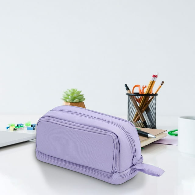 Large Pencil Case Four Window Pencil Box, Solid Color, Large Capacity, Multi-Function Storage Bag for Primary School Students, Stain, Stationery Storage Bag Pencil Cases for Adults