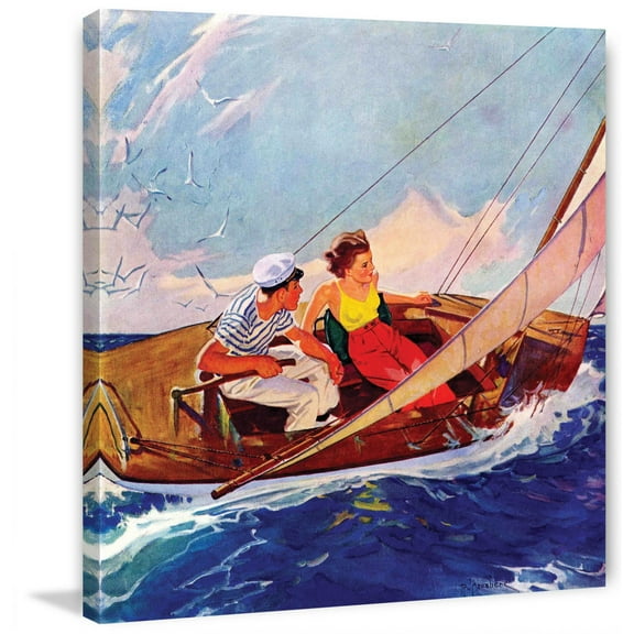 Marmont Hill Couple Sailing by R.J. Cavaliere Painting Print on Canvas
