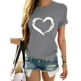 thumbnail image 2 of Daeful T-shirt Femme Imprimé Cœur T-shirt Quotidien Col Rond T-shirt Ample Gris G, 2 of 7