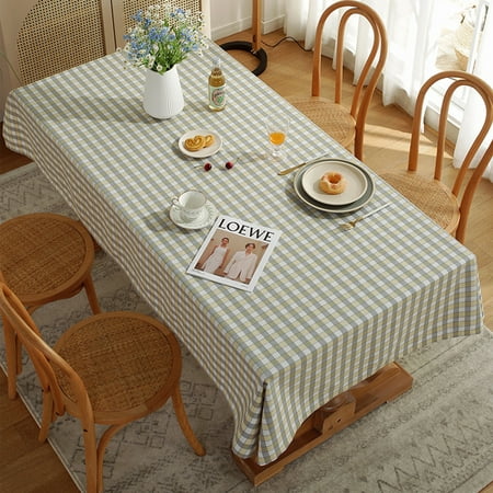 

Niuer Tablecloth Washable Table Cloths Covers Rectangle Tablecloths Plaid Cotton Linen Oil-Proof Luxury Home Decor Yellow Gray 110*160cm